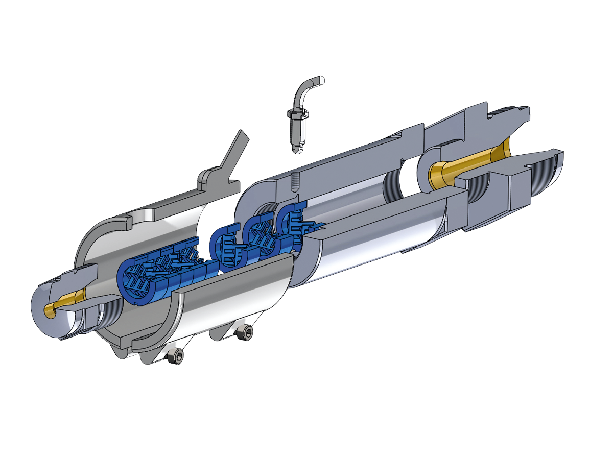 OFS-Mischdüse Typ XMD optional mit Innengewinde, Filtration, Verschlussfunktion, Nadelsitz und Tauchansatz. 